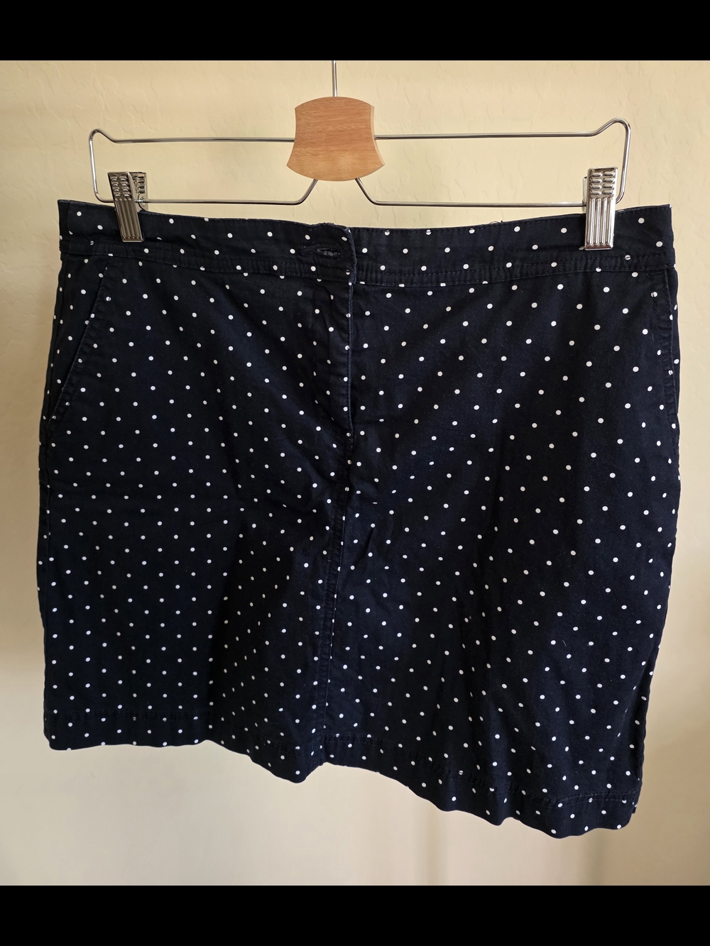 Karen Scott Navy Mini Skirt with White Polka Dots
